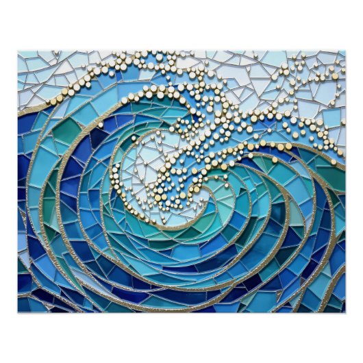 Poster Mosaïque Mer de Vagues Art (Devant)