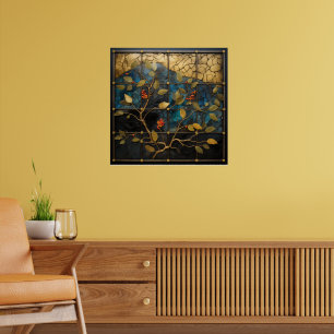 Poster Mosaïque murale avec motif feuille