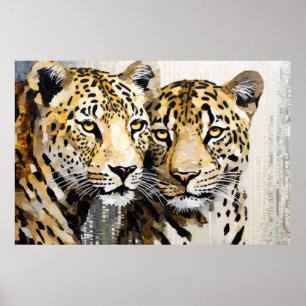 Poster Mosaïque peinte Art Décor animal léopard