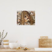 Poster Mosaïque romaine, avec masque, feuilles et fruits (Cuisine)