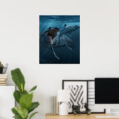 Poster Mosasaurus chasing shark (Bureau à domicile)