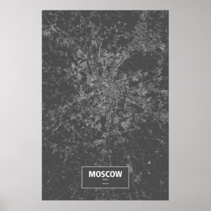 Poster Moscou, Russie (blanc sur noir)