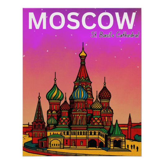 Poster Moscou Russie Cathédrale Saint-Basile voyage (Devant)