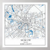 Poster Moscou Russie City Plan Voyage Simple (Devant)