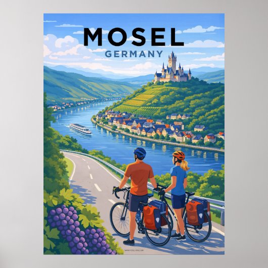 Poster Mosel River Germany Vintage Travel (Devant)