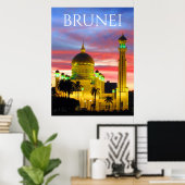 Poster mosquée du coucher de soleil de brunei (Bureau à domicile)