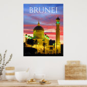 Poster mosquée du coucher de soleil de brunei (Cuisine)