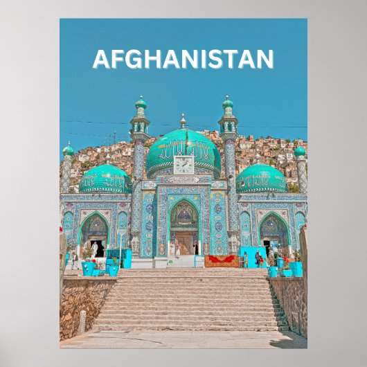 Poster Mosquée du Temple Bleu Sakhi à Kaboul en Afghanist (Devant)