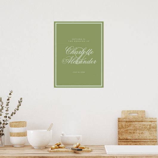 Poster Moss Green Estate Wedding Welcome Sign (Cuisine)