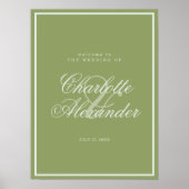 Poster Moss Green Estate Wedding Welcome Sign (Devant)