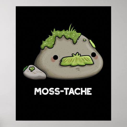 Poster Moss-tache Funny Mustache Pun Dark BG (Devant)