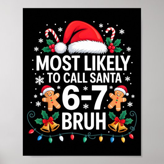 Poster Most Likely To Call Santa 67 Six Seven Bruh Christ (Devant)