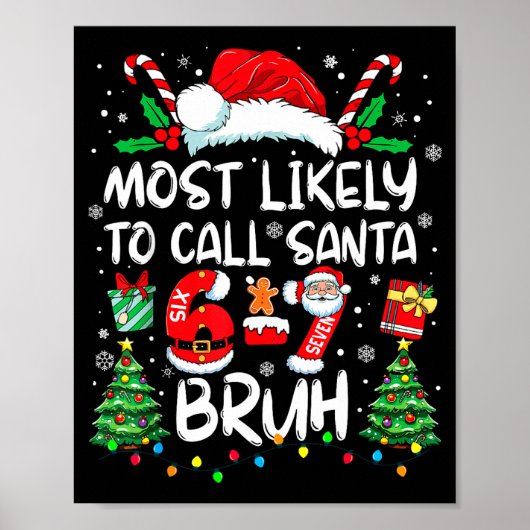 Poster Most Likely To Call Santa 67 Six Seven Bruh Christ (Devant)