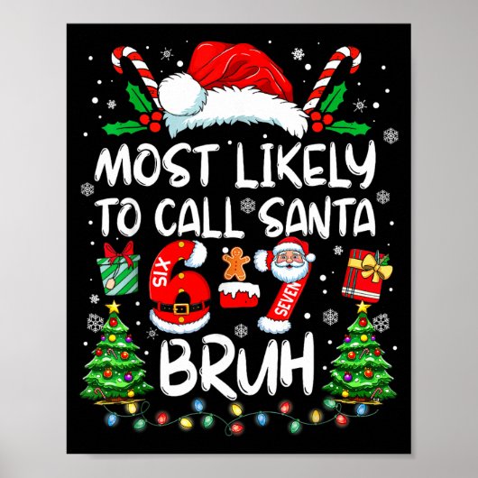 Poster Most Likely To Call Santa 67 Six Seven Bruh Christ (Devant)