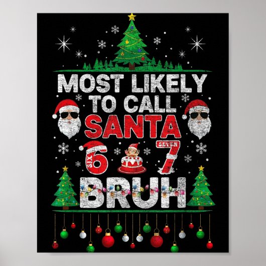 Poster Most Likely To Call Santa 67 Six Seven Bruh Christ (Devant)