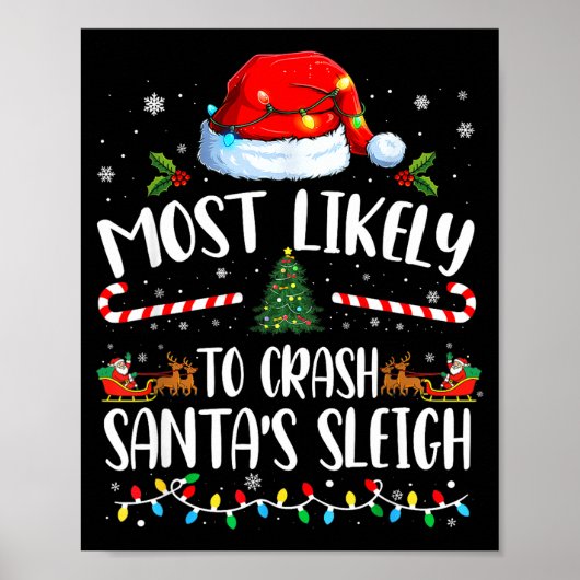 Poster Most Likely To Crash Santas Sleigh Family Matching (Devant)