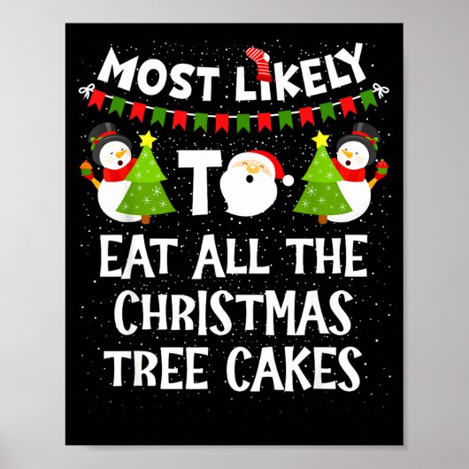 Poster Most Likely To Eat All The Christmas Tree Cakes Fu (Devant)