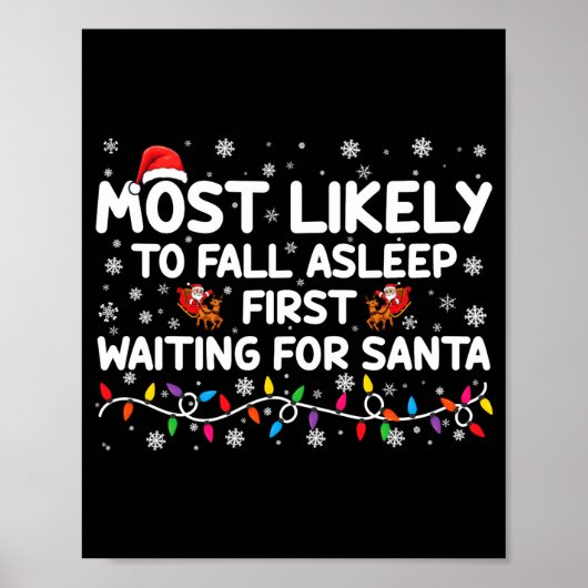 Poster Most Likely To Fall Asleep First Funny Xmas Family (Devant)