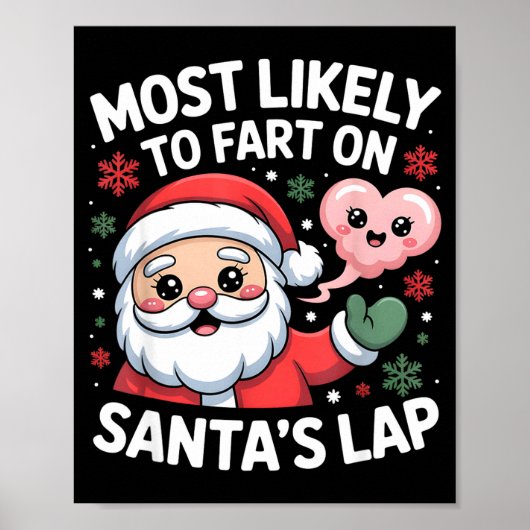 Poster Most Likely To Fart On Santa’s Lap Funny Christmas (Devant)