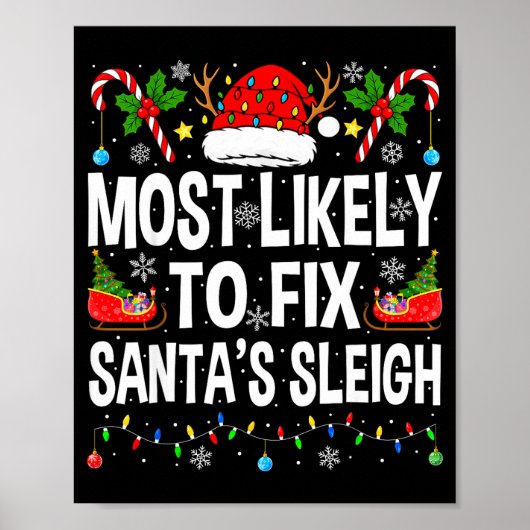 Poster Most Likely To Fix Santa Sleigh Family Matching Ch (Devant)