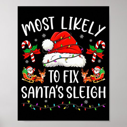 Poster Most Likely To Fix Santa Sleigh Family Matching Ch (Devant)