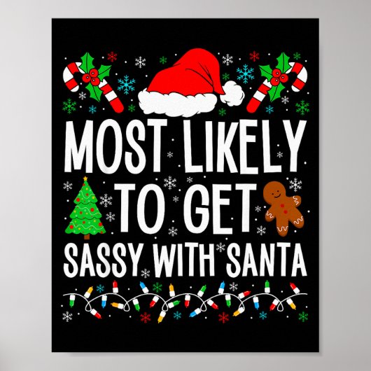 Poster Most Likely To Get Sy With Santa Funny Family Chri (Devant)
