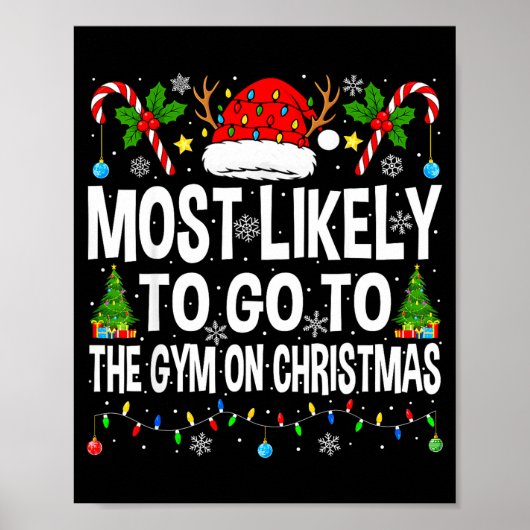 Poster Most Likely To Go To Gym On Christmas Funny Fitnes (Devant)