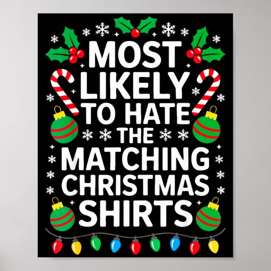 Poster Most Likely To Hate The Matching Christmas Shirts (Devant)