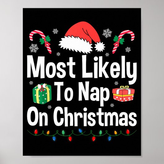Poster Most Likely To Nap On Christmas Family Funny Match (Devant)
