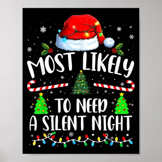 Poster Most Likely To Need A Silent Night Family Matching (Devant)