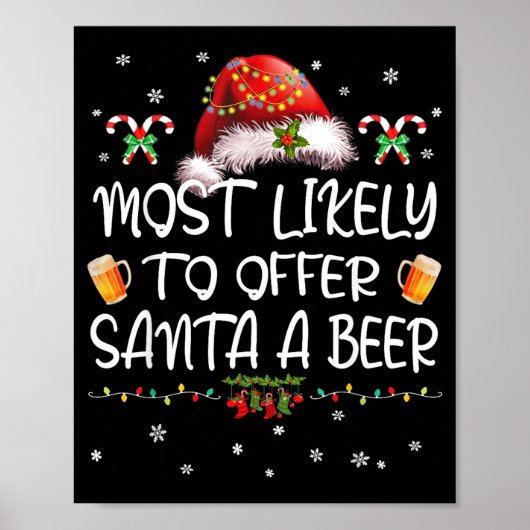 Poster Most Likely To Offer Santa A Beer Christmas Drinki (Devant)