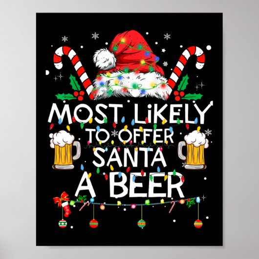 Poster Most Likely To Offer Santa A Beer Fun Christmas Dr (Devant)