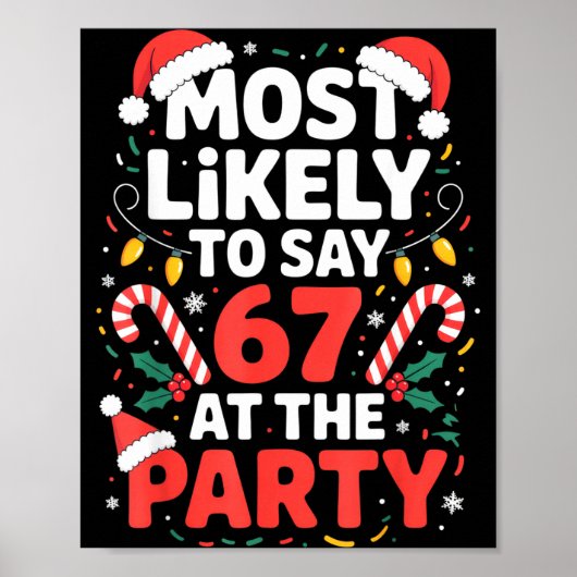 Poster Most Likely To Say 67 At The Party Funny Christmas (Devant)
