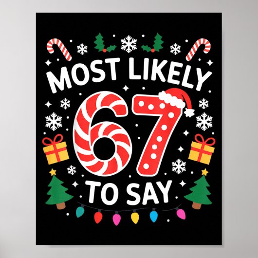 Poster Most Likely To Say 67 Six Seven Funny Xmas Christm (Devant)