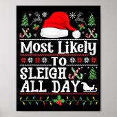 Poster Most Likely To Sleigh All Day Funny Christmas For  (Devant)