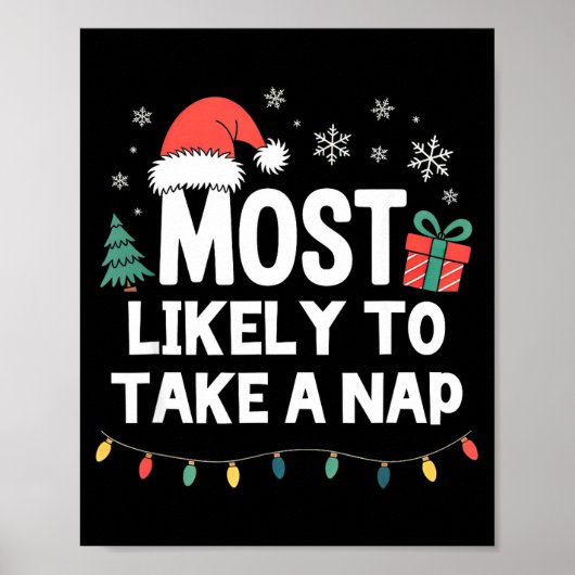Poster Most Likely To Take A Nap Christmas Funny Xmas (Devant)