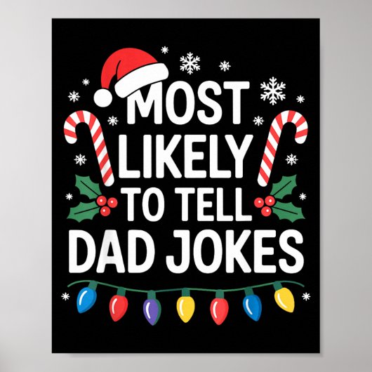 Poster Most Likely To Tell Dad Jokes Funny Christmas (Devant)