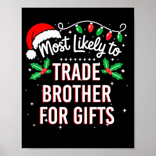 Poster Most Likely To Trade Brother For Funny Family Matc (Devant)