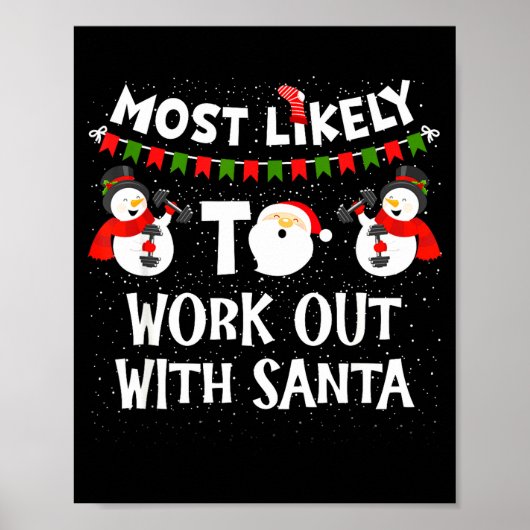 Poster Most Likely To Work Out With Santa Family Christma (Devant)