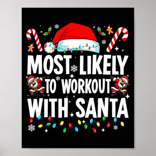Poster Most Likely To Work Out With Santa Funny Family Ch (Devant)