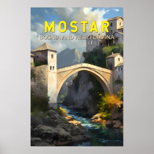 Poster Mostar Stari La plupart des voyages peinture à l'h