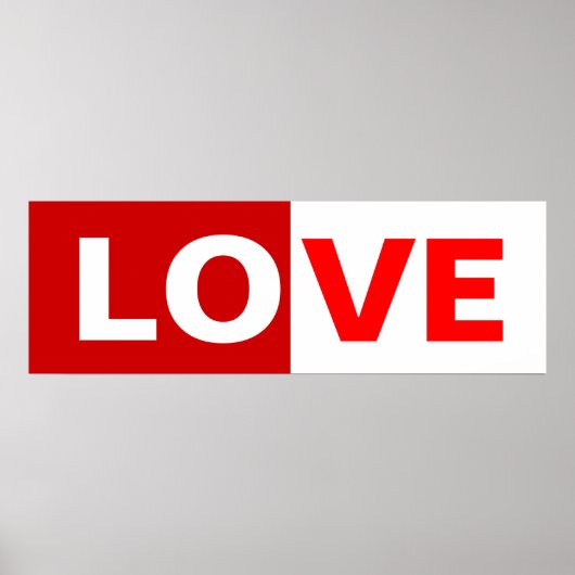 Poster mot d'amour mi-rouge/mi-blanc (Devant)