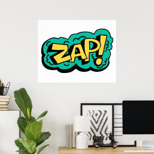 Poster mot de bulle de parole ZAP, illustration dessinée
