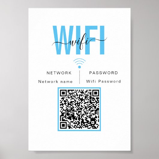 Poster Mot de passe réseau WIFI mignon | Code QR (Devant)