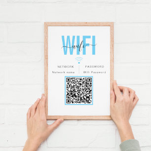 Poster Mot de passe réseau WIFI mignon   Code QR