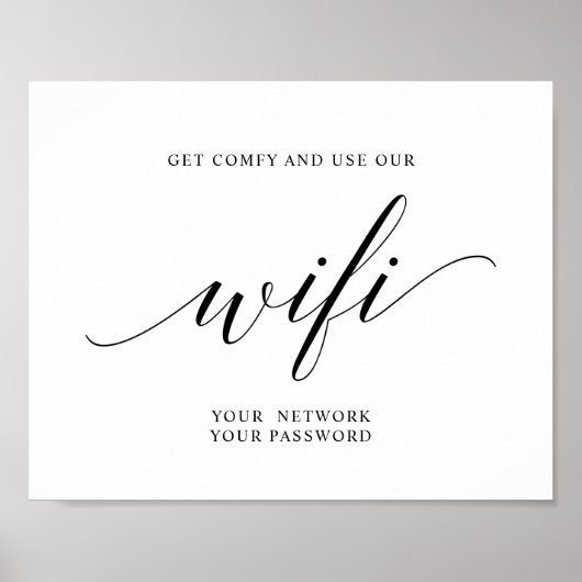 Poster Mot de passe Wifi Mariage Black Elegant Typographi (Devant)