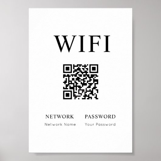 Poster Mot de passe Wifi minimal signer avec l'affiche de (Devant)
