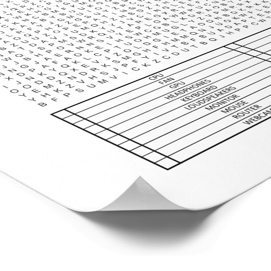 Poster Mot géant difficile Recherche Puzzle PC Pièces Thè (Coin)