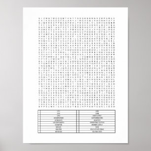 Poster Mot géant difficile Recherche Puzzle PC Pièces Thè