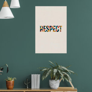 Poster Mot géométrique "Respecter" en couleurs vives